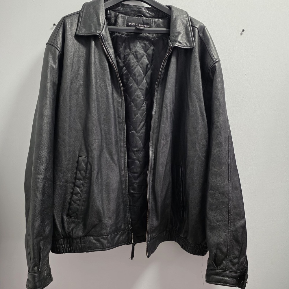 Croft & Barrow Jacket Mens XXLT Genuine Leather Bomber Quilted‎ Lined Classic